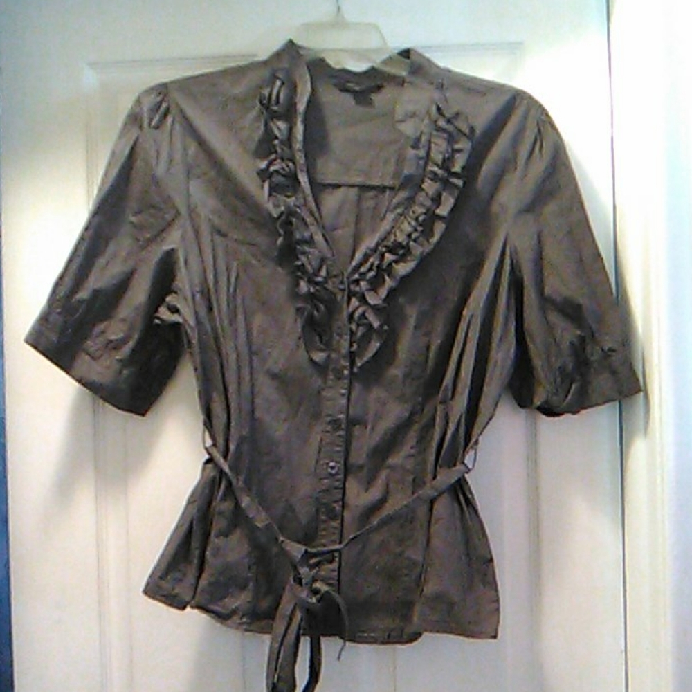 Ruffled 3x grey button down shirt - Picture 5 of 7